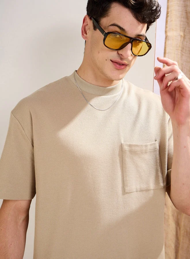 Mascln Sassafras Men Waffle Front Pocket Oversized T-Shirt